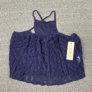 Roxy Poppy Valley Tank Top Womens XS Navy Blue Boho Lace Cute Festival NWT